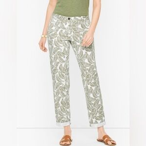 Women’s Talbots Relaxed Chinos Layered Palm Leaves Ankle Length Pants Size 2
